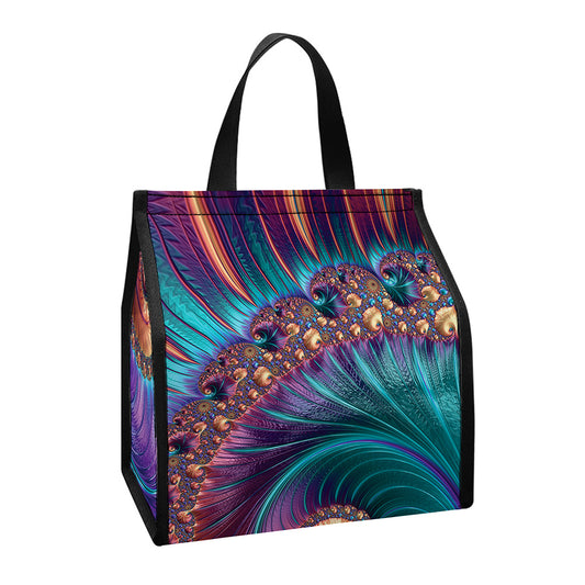 Abstract Fractal Print Insulated Lunch Tote
