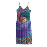 Abstract Fractal Print Jersey Midi Cami Dress