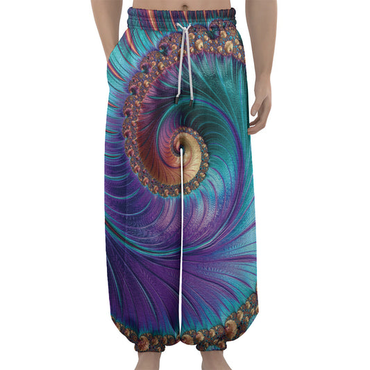 Abstract Fractal Print Lantern Pants