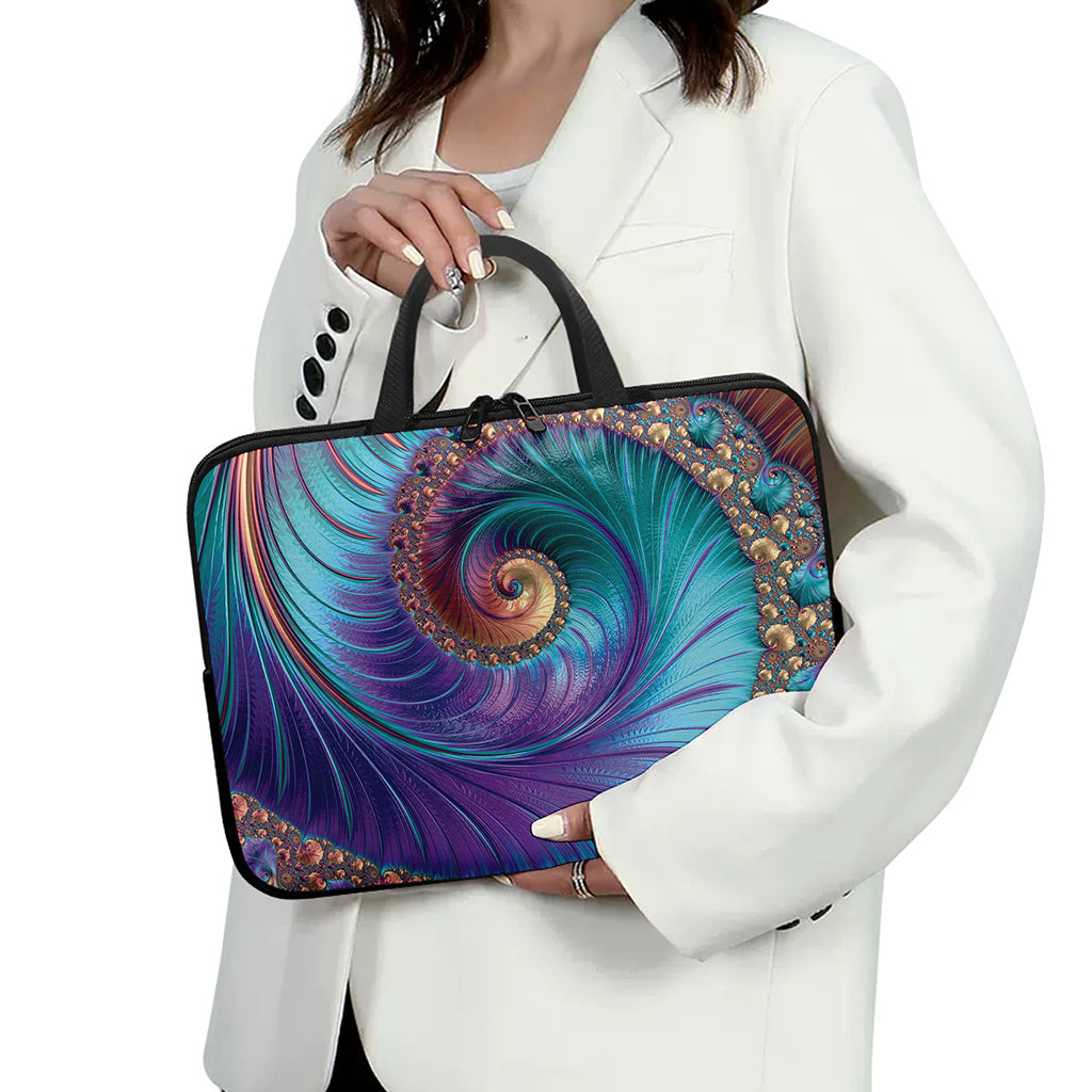 Abstract Fractal Print Laptop Sleeve With Handle