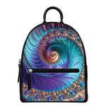 Abstract Fractal Print Leather Backpack
