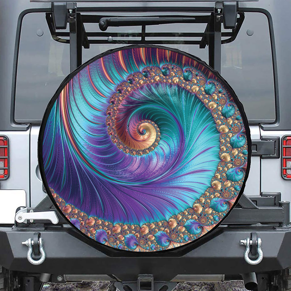 Abstract Fractal Print Leather Spare Tire Cover