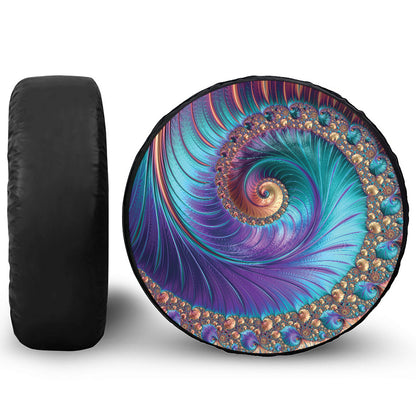 Abstract Fractal Print Leather Spare Tire Cover