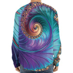 Abstract Fractal Print Long Sleeve Baseball Jersey