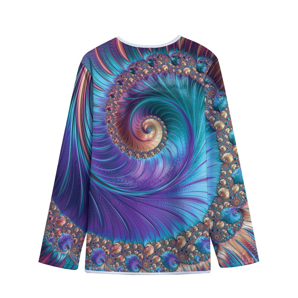 Abstract Fractal Print Long Sleeve Short Coat