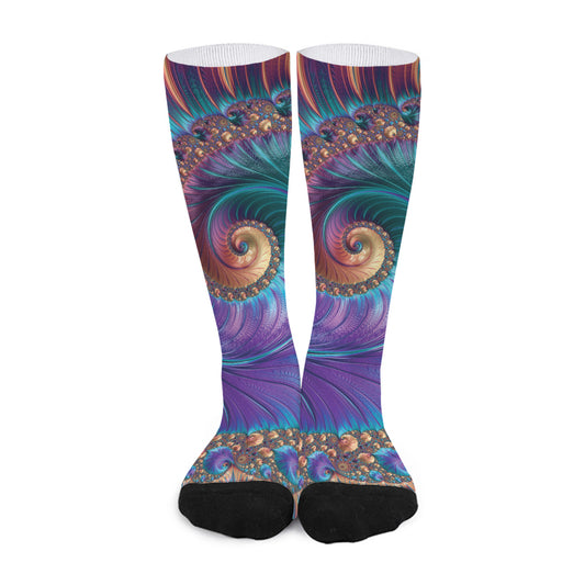 Abstract Fractal Print Long Socks