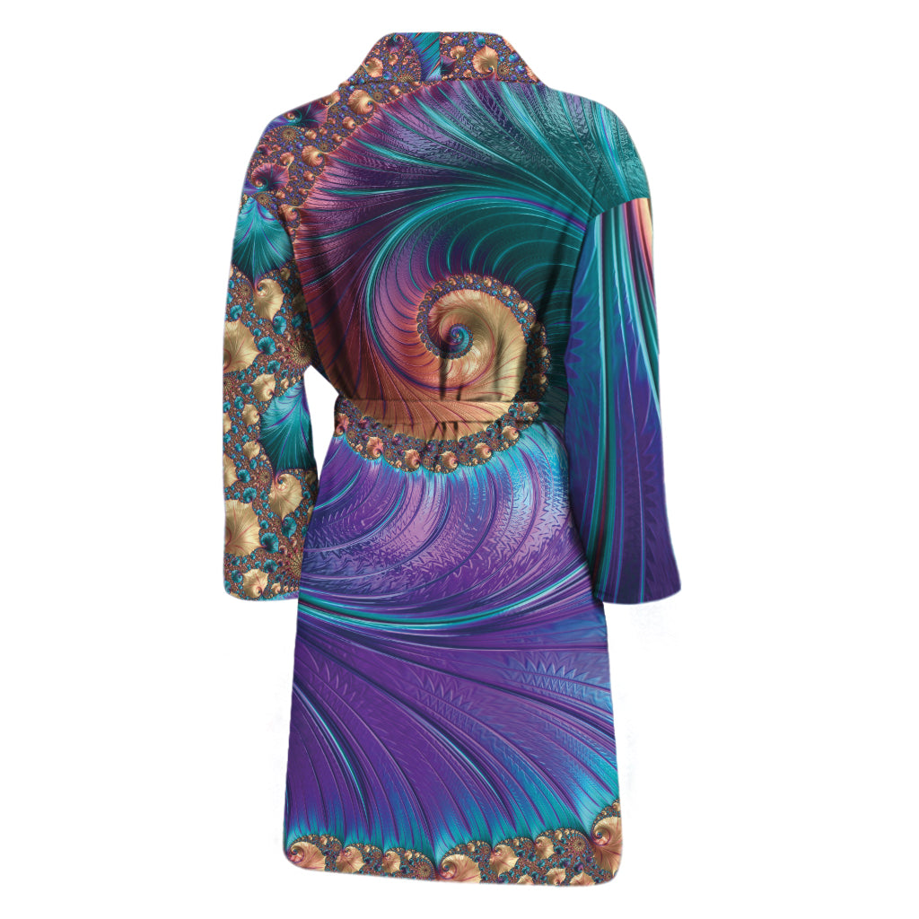 Abstract Fractal Print Men's Bathrobe