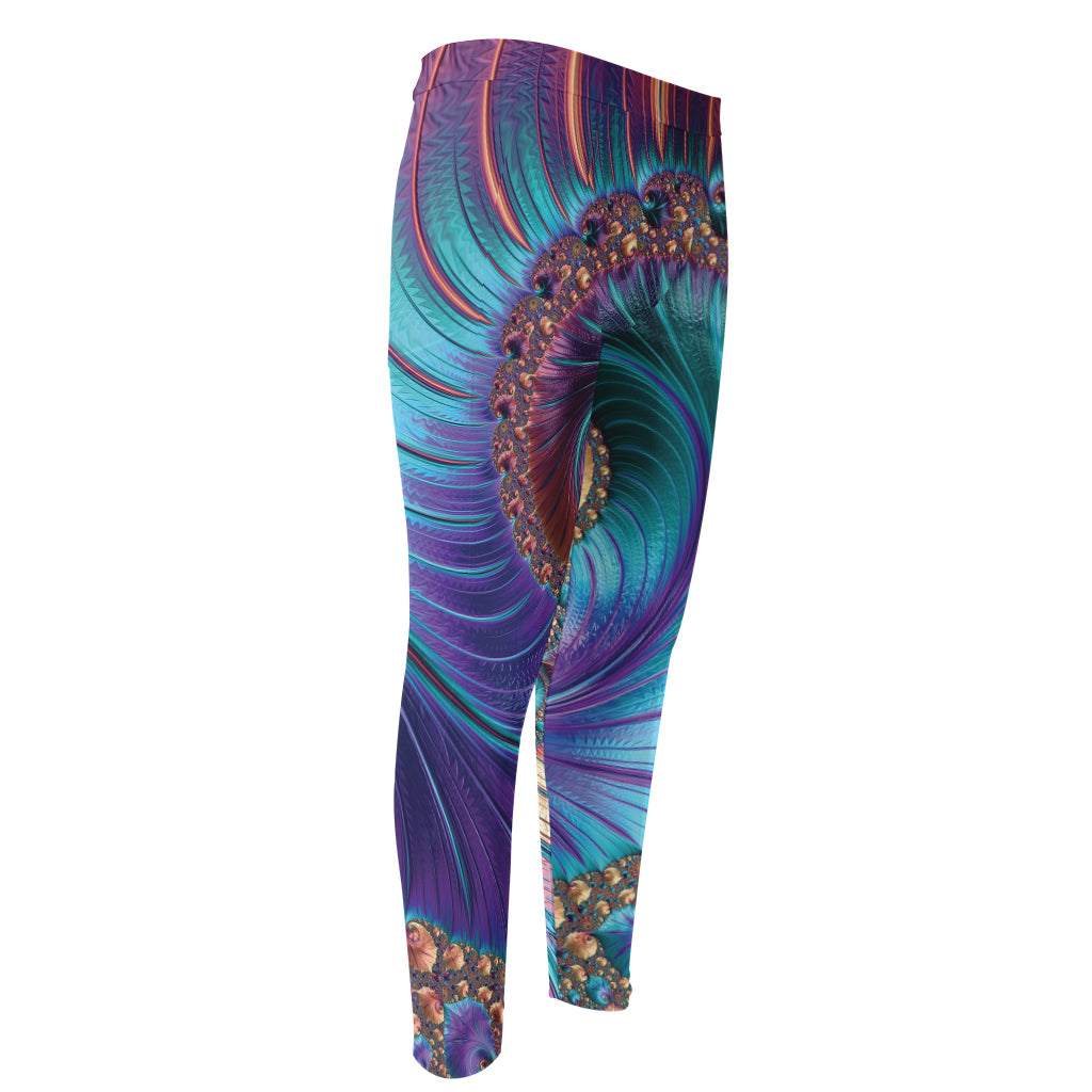 Abstract Fractal Print Men's Compression Pants