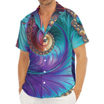 Abstract Fractal Print Men's Deep V-Neck Shirt