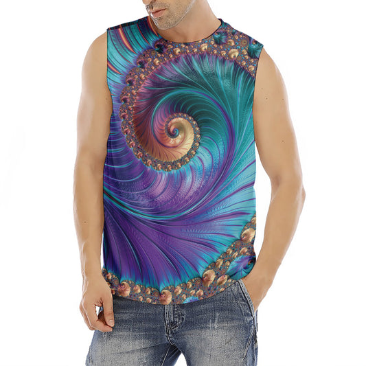 Abstract Fractal Print Men's Fitness Tank Top