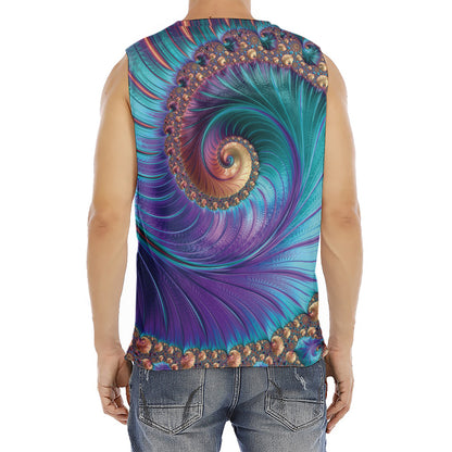 Abstract Fractal Print Men's Fitness Tank Top