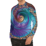 Abstract Fractal Print Men's Long Sleeve Rash Guard