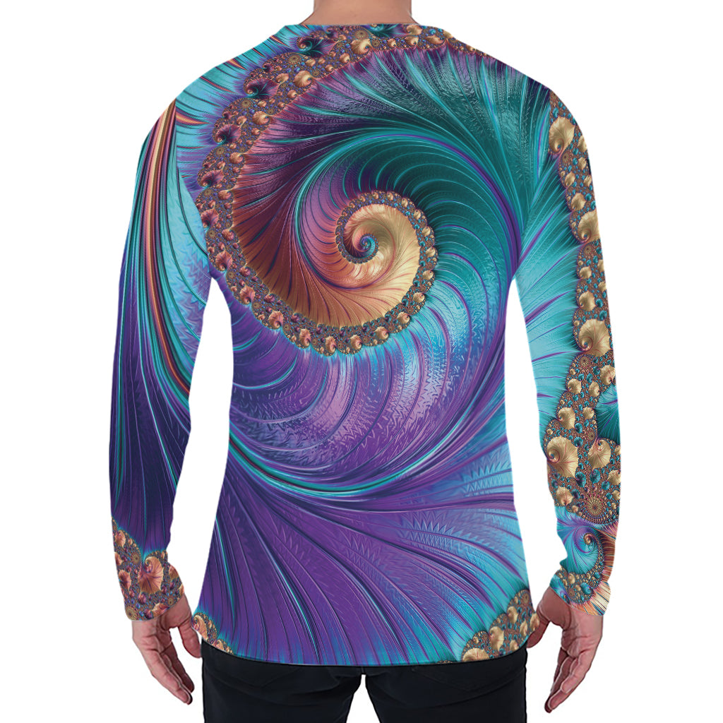 Abstract Fractal Print Men's Long Sleeve T-Shirt