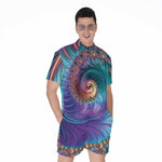 Abstract Fractal Print Men's Rompers