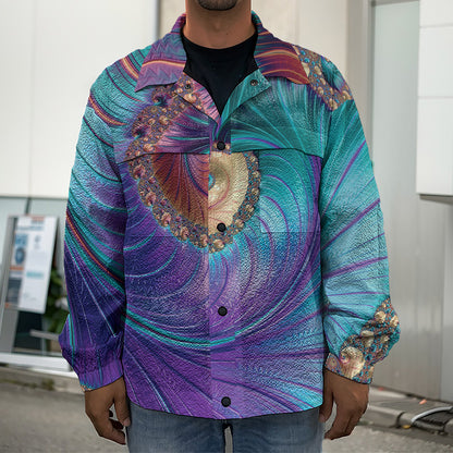 Abstract Fractal Print Men's Shirt Jacket