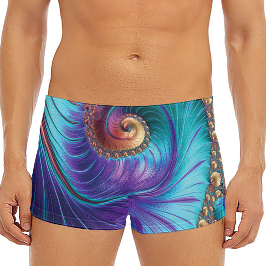 Abstract Fractal Print Men's Short Boxer Briefs