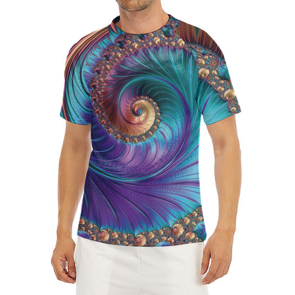 Abstract Fractal Print Men's Short Sleeve Rash Guard