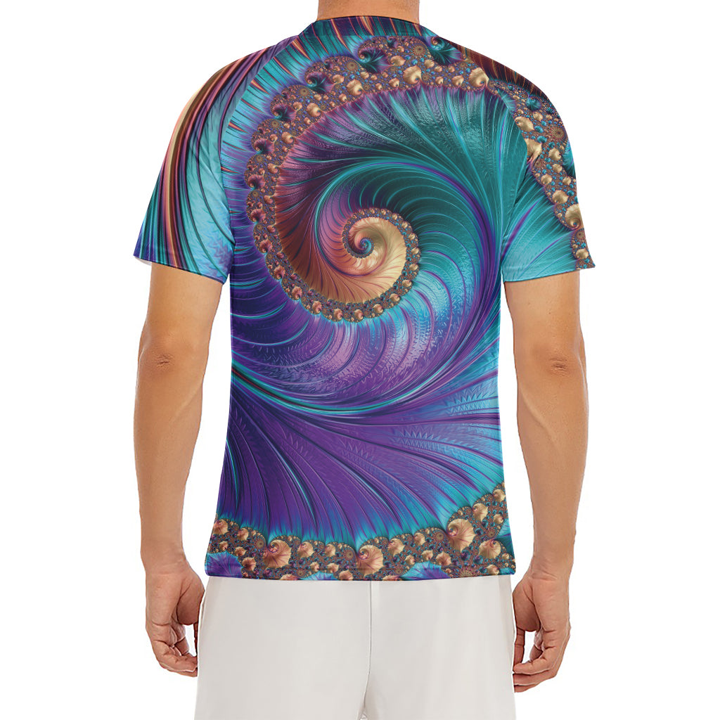 Abstract Fractal Print Men's Short Sleeve Rash Guard