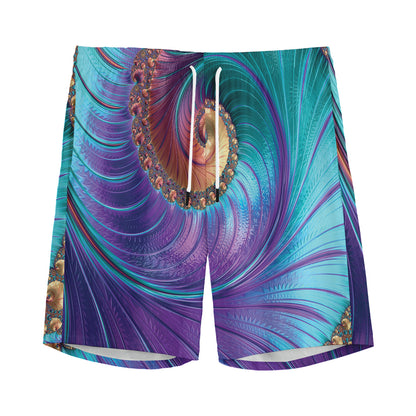 Abstract Fractal Print Men's Sports Shorts