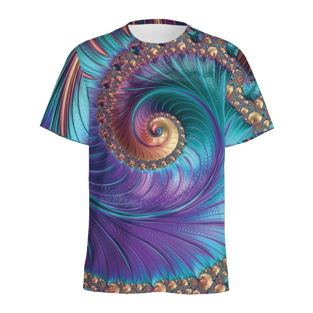 Abstract Fractal Print Men's Sports T-Shirt