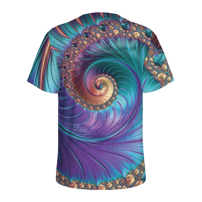 Abstract Fractal Print Men's Sports T-Shirt