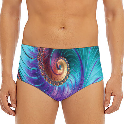 Abstract Fractal Print Men's Triangle Swim Briefs