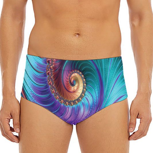 Abstract Fractal Print Men's Triangle Swim Briefs