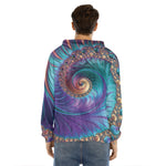Abstract Fractal Print Men's Velvet Pullover Hoodie