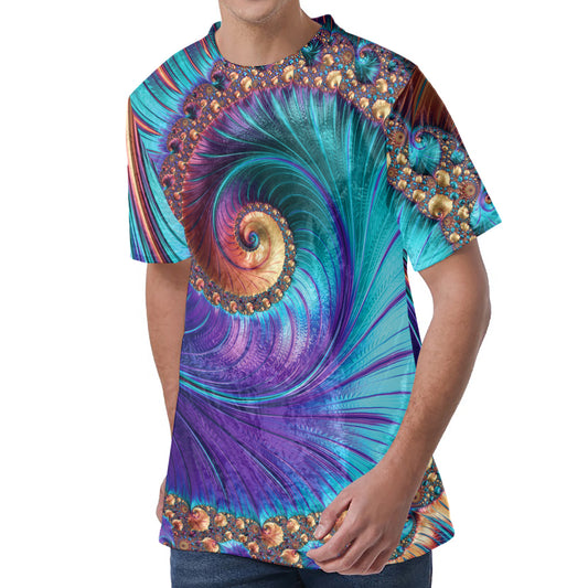 Abstract Fractal Print Men's Velvet T-Shirt