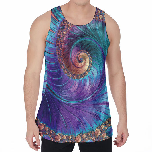 Abstract Fractal Print Men's Velvet Tank Top