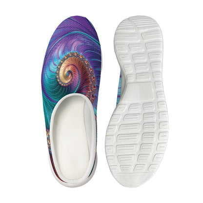 Abstract Fractal Print Mesh Casual Shoes
