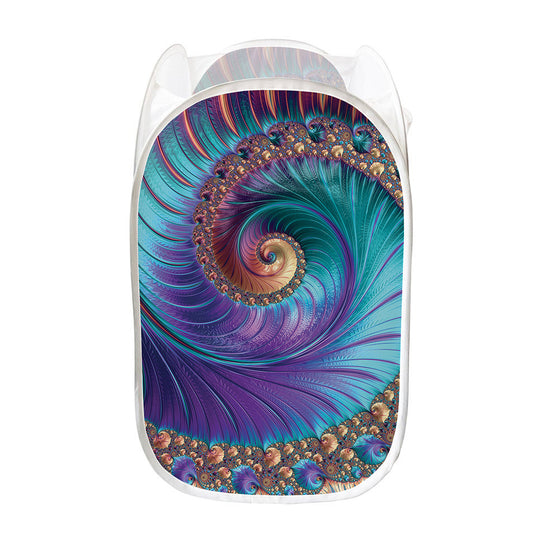 Abstract Fractal Print Mesh Laundry Hamper