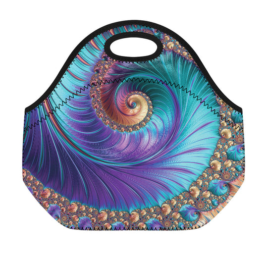 Abstract Fractal Print Neoprene Lunch Bag