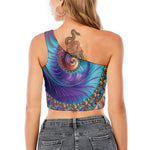 Abstract Fractal Print One Shoulder Crop Top