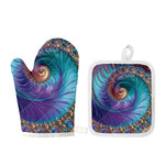 Abstract Fractal Print Oven Mitt And Pot Holder Set