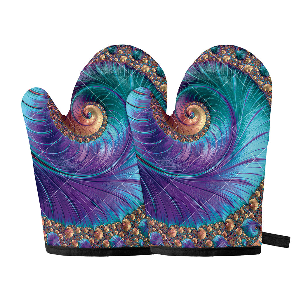 Abstract Fractal Print Oven Mitts