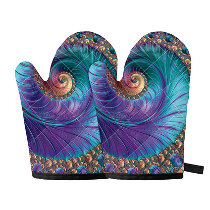 Abstract Fractal Print Oven Mitts