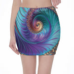 Abstract Fractal Print Pencil Mini Skirt