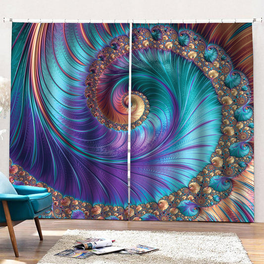 Abstract Fractal Print Pencil Pleat Curtains