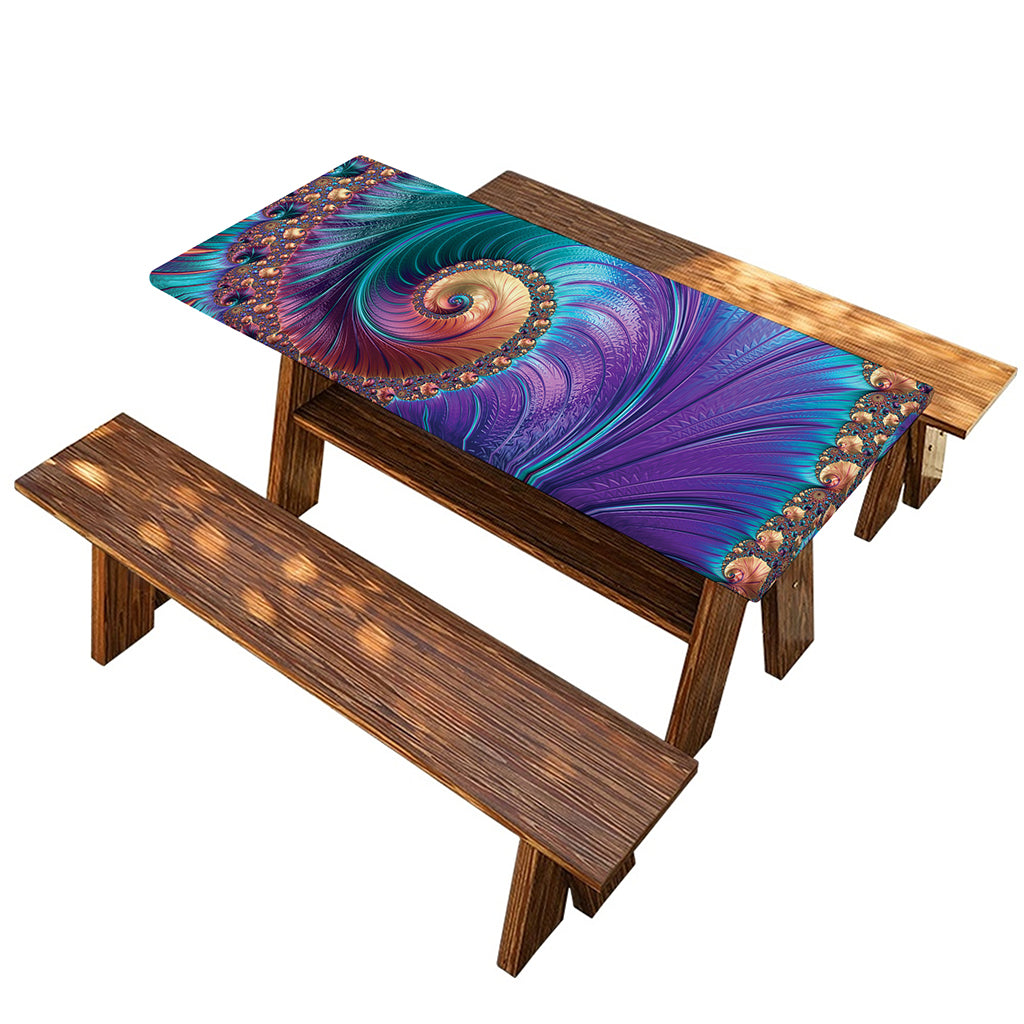 Abstract Fractal Print Picnic Table Cover