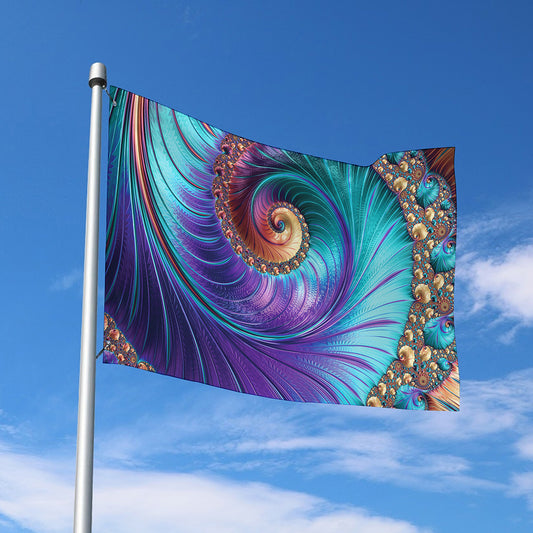 Abstract Fractal Print Polyester Flag