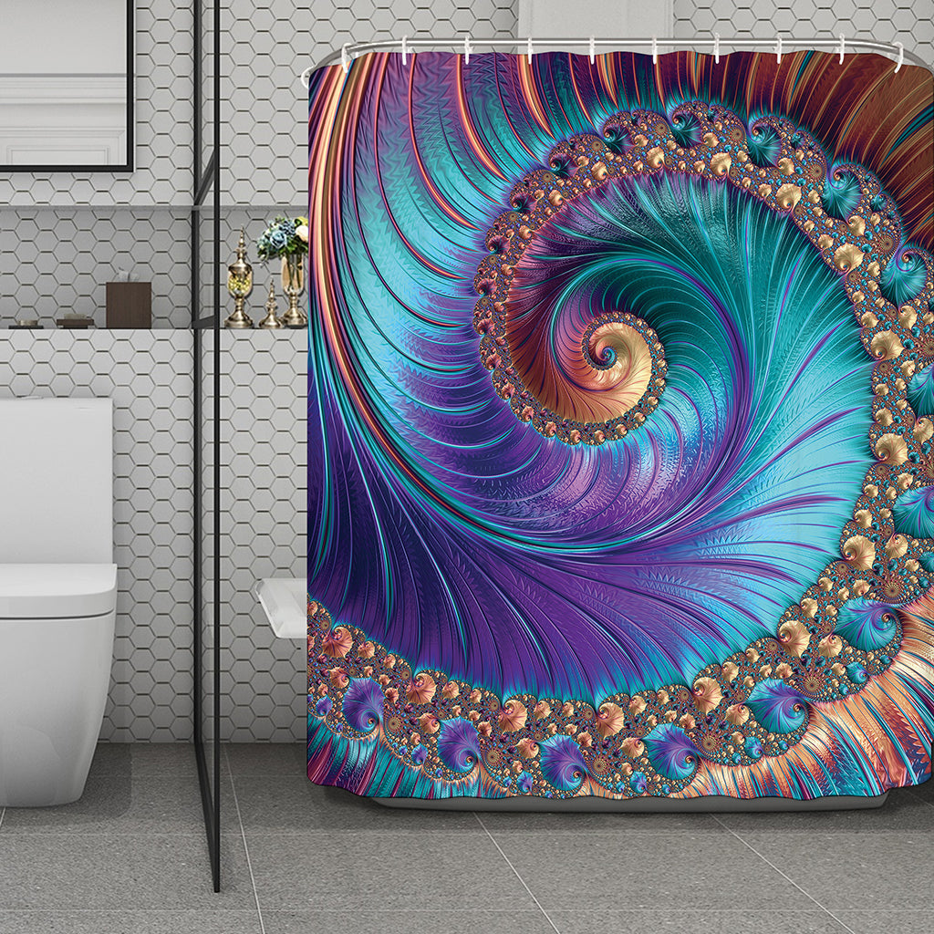 Abstract Fractal Print Polyester Shower Curtain