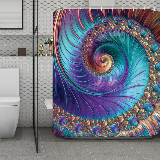Abstract Fractal Print Polyester Shower Curtain