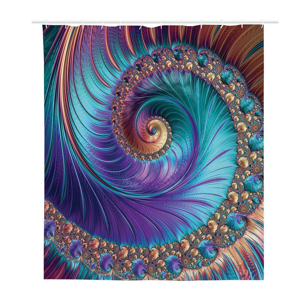Abstract Fractal Print Polyester Shower Curtain