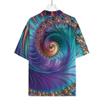 Abstract Fractal Print Rayon Hawaiian Shirt