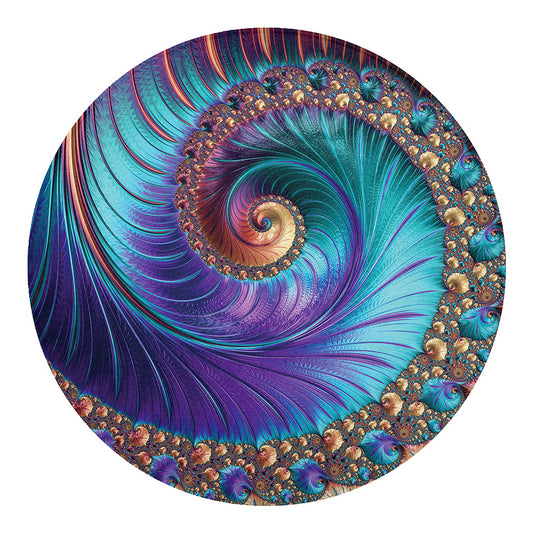 Abstract Fractal Print Round Blanket