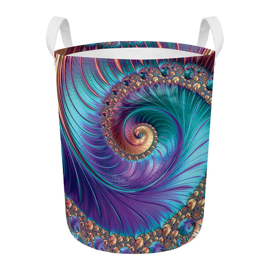 Abstract Fractal Print Round Laundry Basket