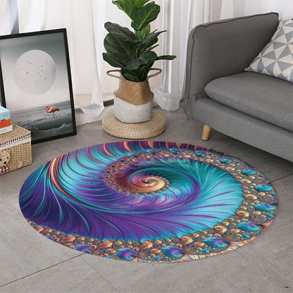 Abstract Fractal Print Round Rug