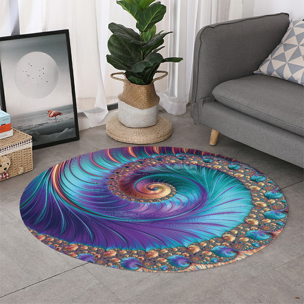 Abstract Fractal Print Round Rug
