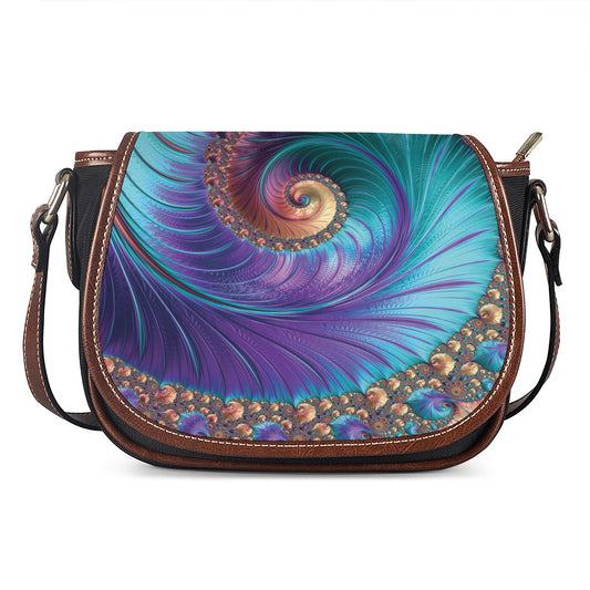 Abstract Fractal Print Saddle Bag